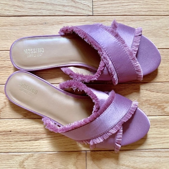 Mossimo Supply Co. Shoes - MOSSIMO | NEW Fringed Satin Lola Blush Slides 6.5